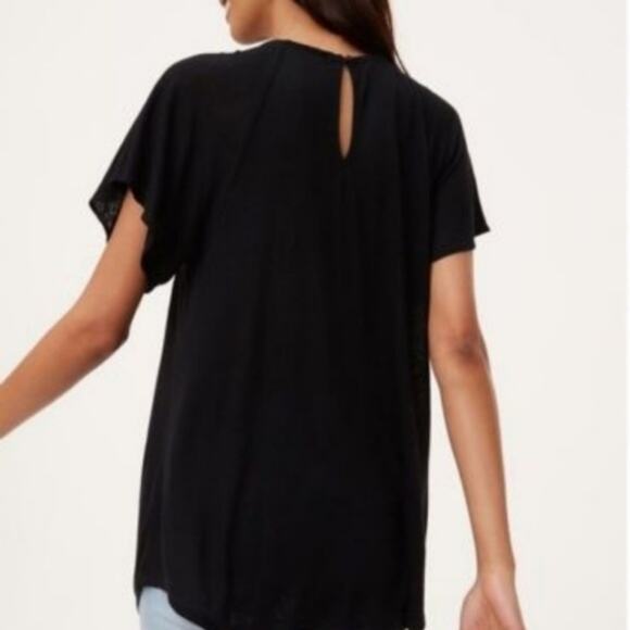 LOFT Black Crochet Yoke Top - Picture 8 of 8